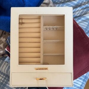 Elegant White Jewelry Organizer with Gold Accents